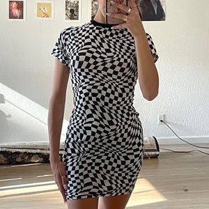 Checkered Bodycon Mini Dress